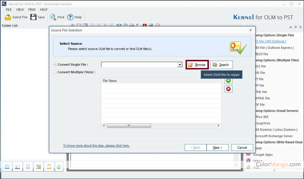 Kernel OLM to Office 365 Screenshot