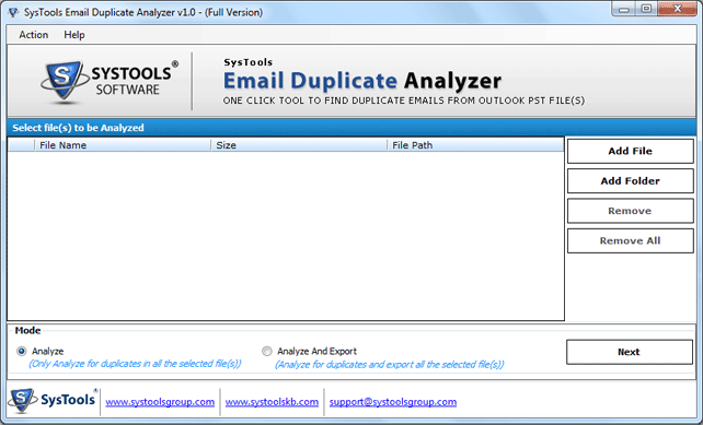 SysTools Email Duplicate Analyzer Screenshot