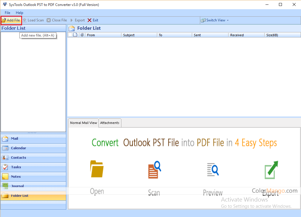 SysTools Outlook PST to PDF Converter Screenshot