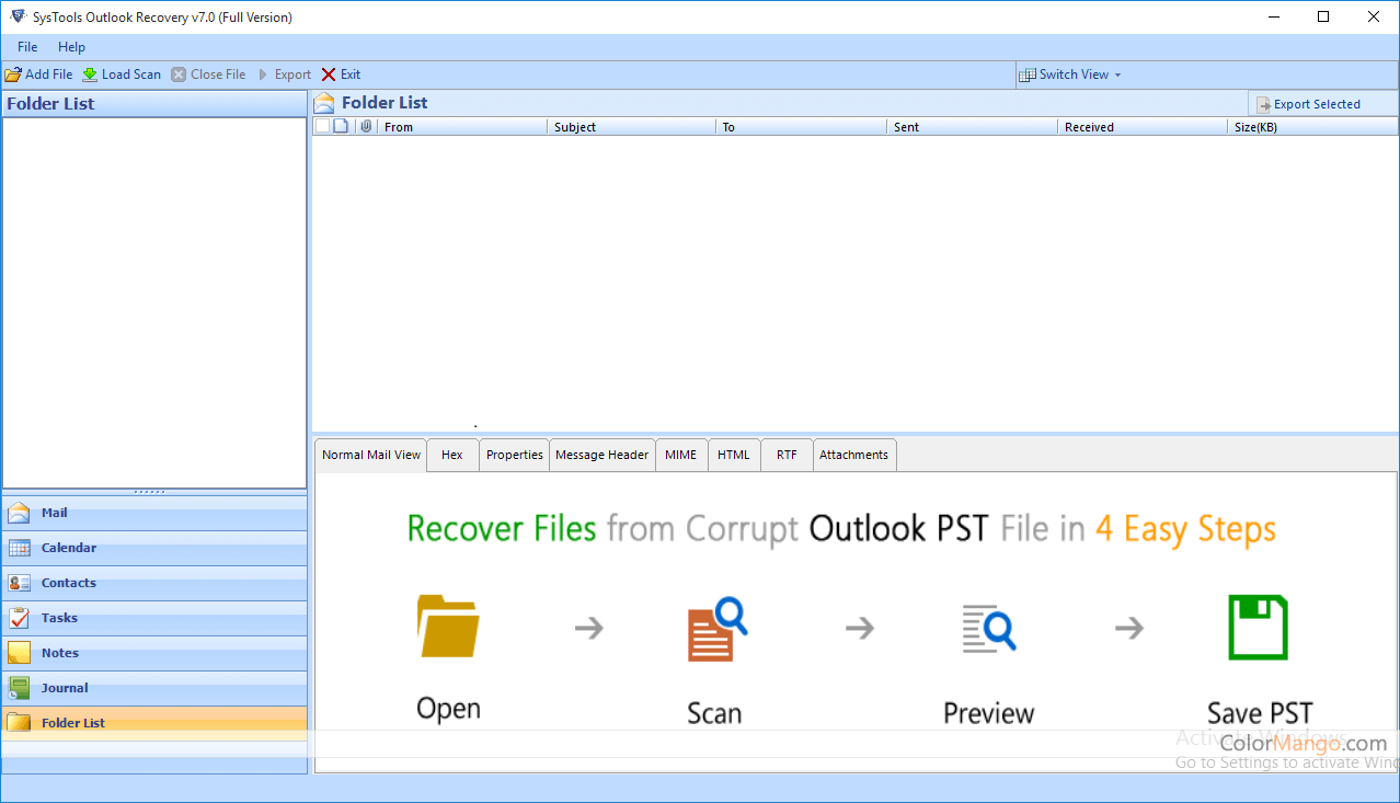 SysTools Outlook Recovery Screenshot