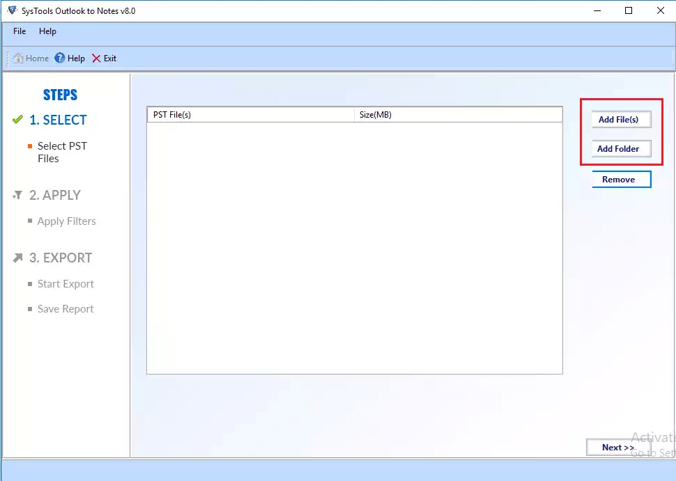 SysTools Outlook to Notes Screenshot
