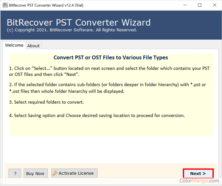 Turgs PST Converter Wizard Screenshot