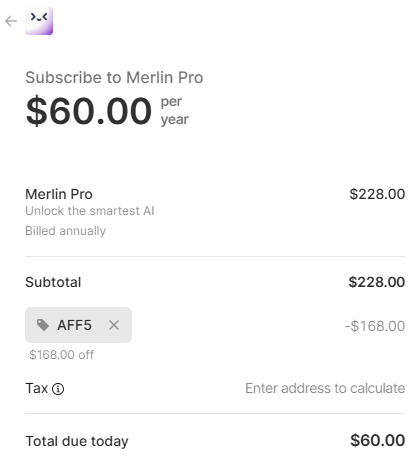 Merlin AI coupon