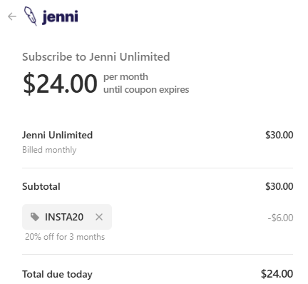Jenni AI coupon