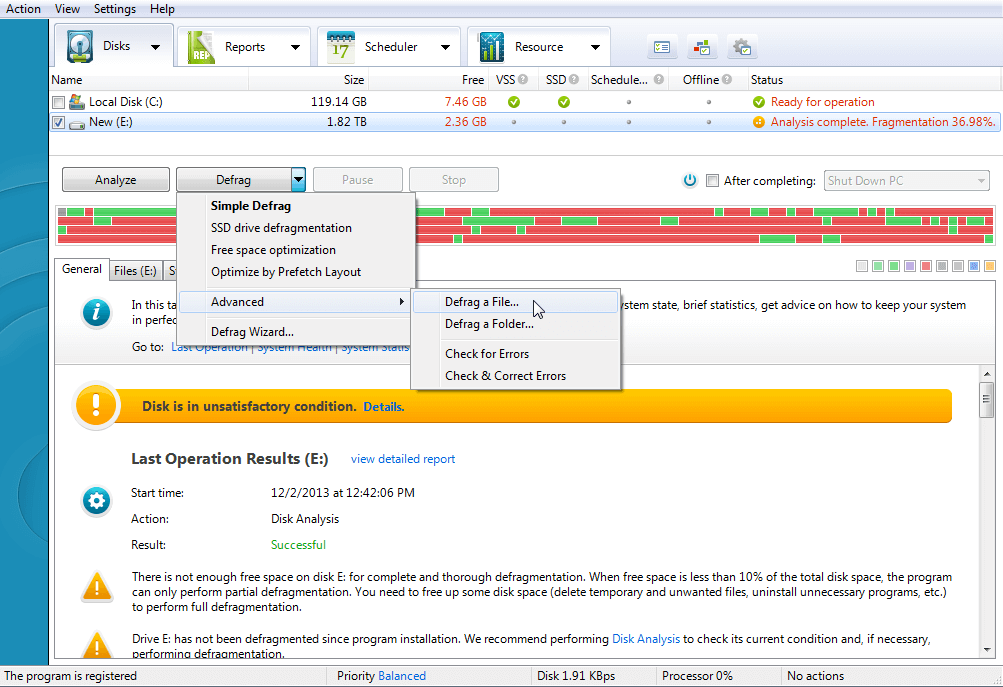 Auslogics Disk Defrag Screenshot