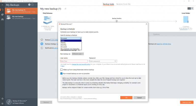 paragon backup restore