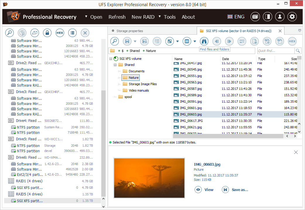 UFS Explorer Professional Recovery Screenshot