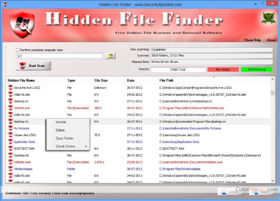 Hidden File Finder Shopping & Trial Screenshot