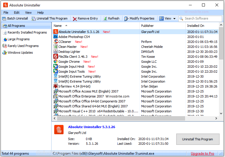 Absolute Uninstaller Screenshot