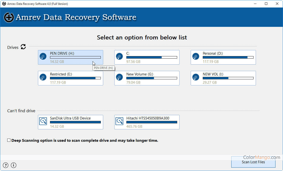 Amrev Data Recovery Screenshot