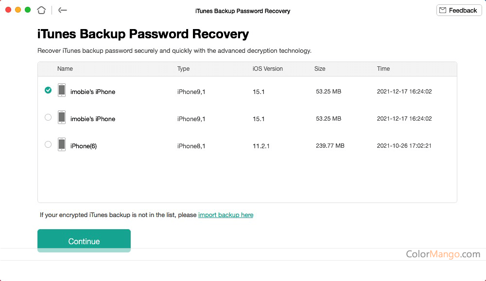 AnyUnlock - Recover Backup Password Screenshot