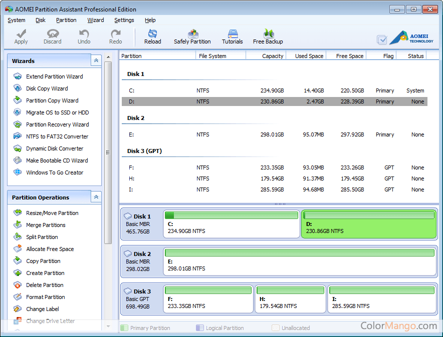 AOMEI Partition Assistant Screenshot