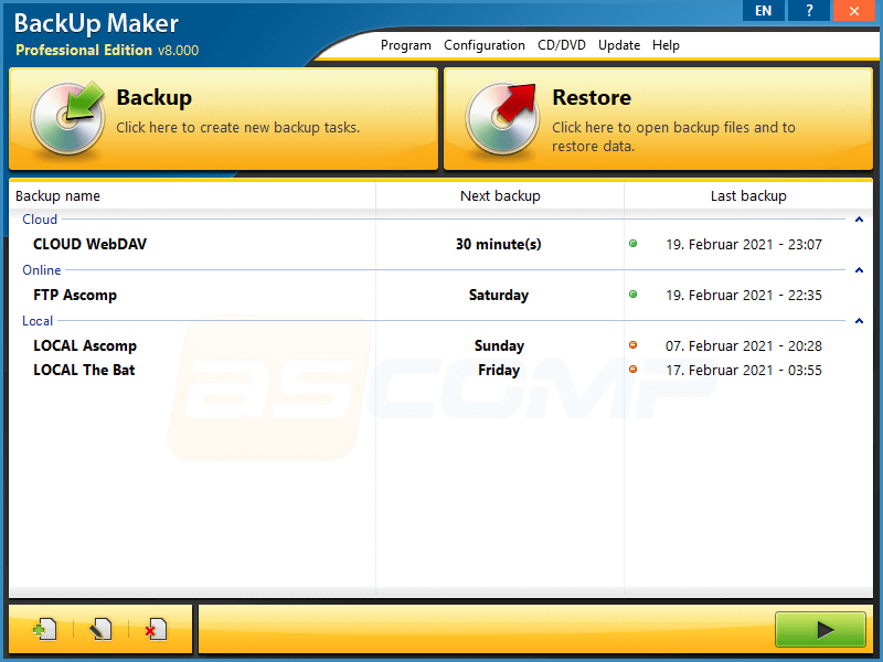 ASCOMP BackUp Maker Screenshot