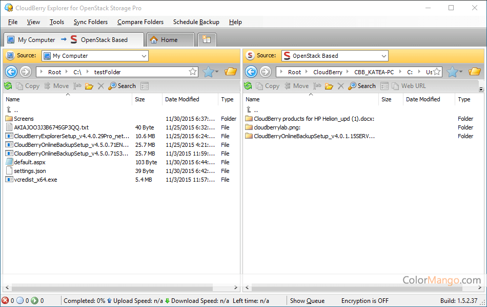 CloudBerry Explorer for OpenStack Screenshot