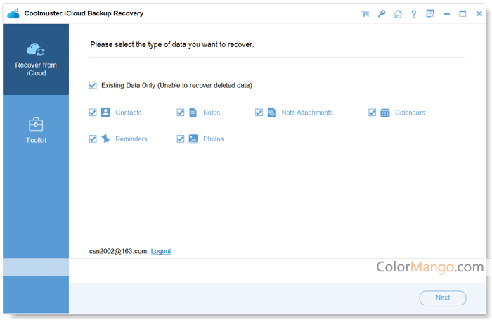Coolmuster iCloud Backup Recovery Screenshot