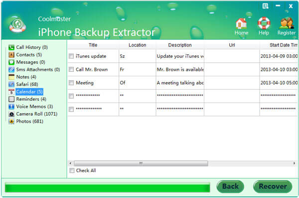 Coolmuster iPhone Backup Extractor Screenshot