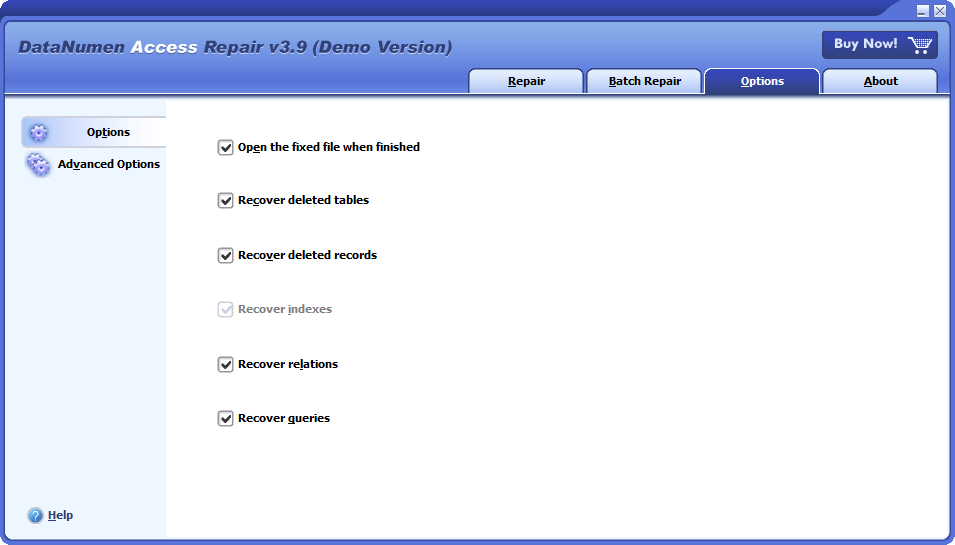 DataNumen Access Repair Screenshot
