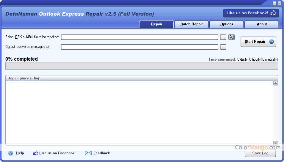 DataNumen Outlook Express Repair Screenshot