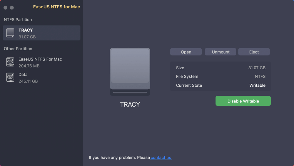 EaseUS NTFS For Mac Screenshot