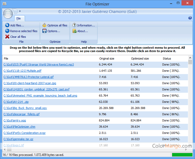 FileOptimizer Screenshot