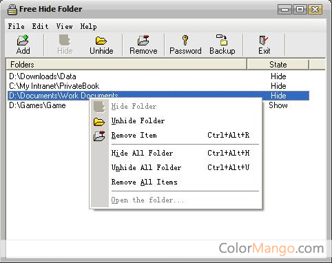 Free Hide Folder Screenshot
