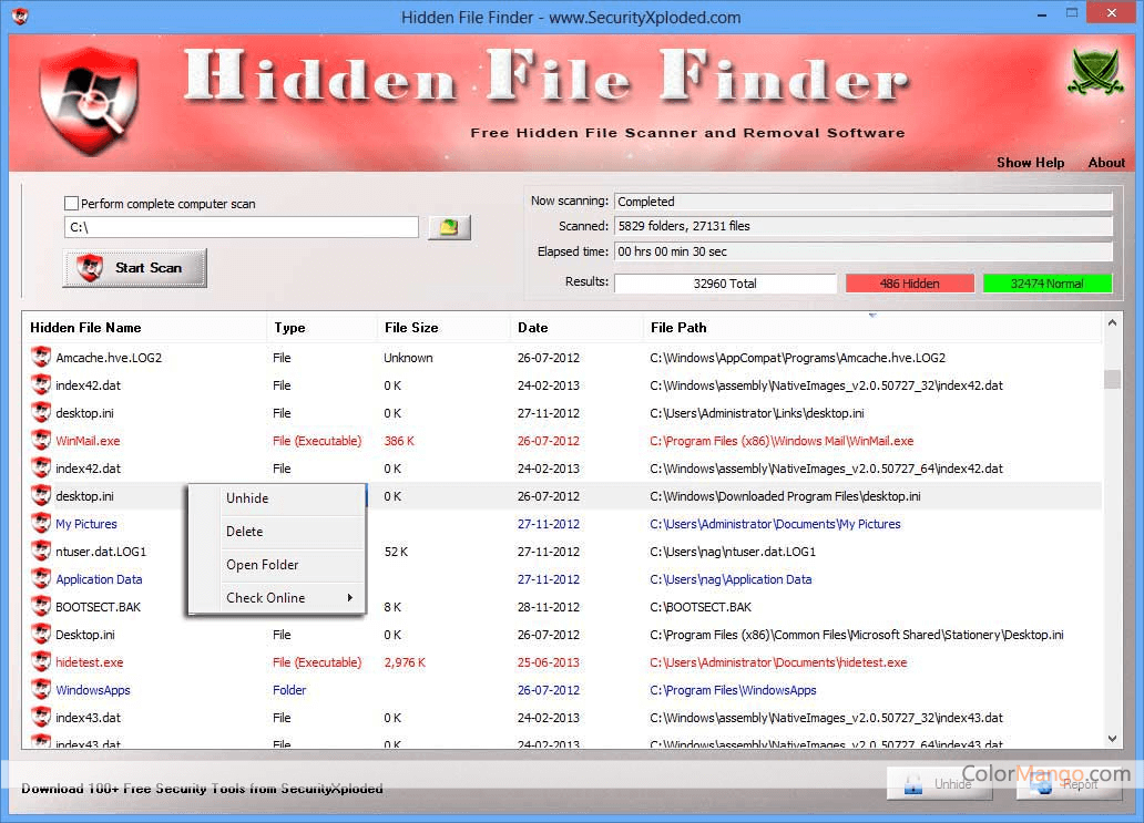 Hidden File Finder Screenshot