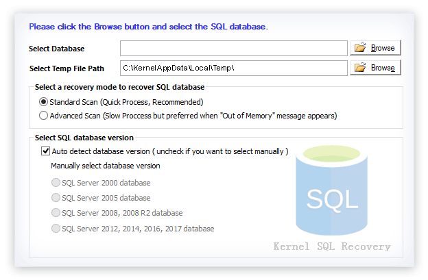 Kernel for SQL Recovery Screenshot