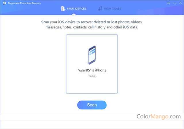 Magoshare iPhone Data Recovery Screenshot