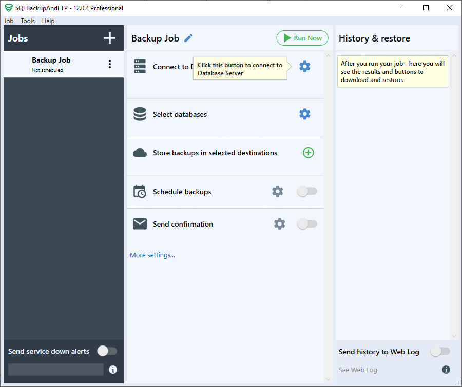 Sql Backup and FTP Screenshot