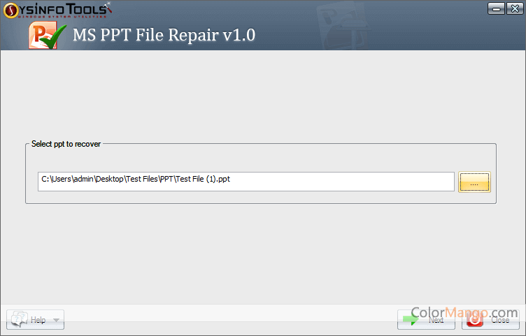 SysInfoTools PPT Repair Tool Screenshot