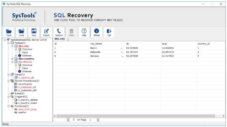 SysTools SQL Recovery Screenshot