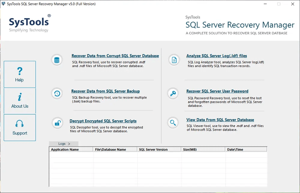 SysTools SQL Server Recovery Manager Screenshot
