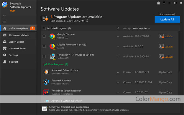 Systweak Software Updater Screenshot