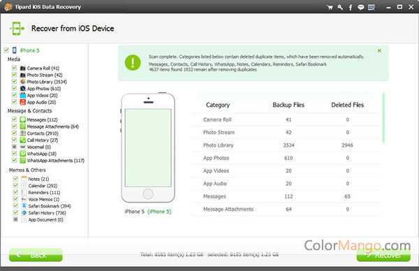 Tipard iOS Data Recovery Screenshot