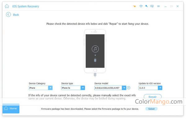 Tipard iOS System Recovery Screenshot