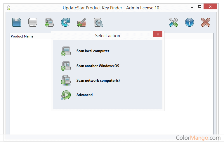 UpdateStar Product Key Finder Screenshot