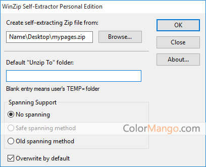 WinZip Self-Extractor Screenshot
